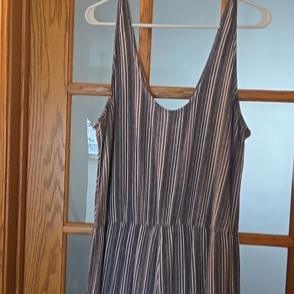 a.n.a Navy Deep Blue White Striped Cropped Jumpsuit 0x Pockets Sleeveless Plus - Picture 12 of 16